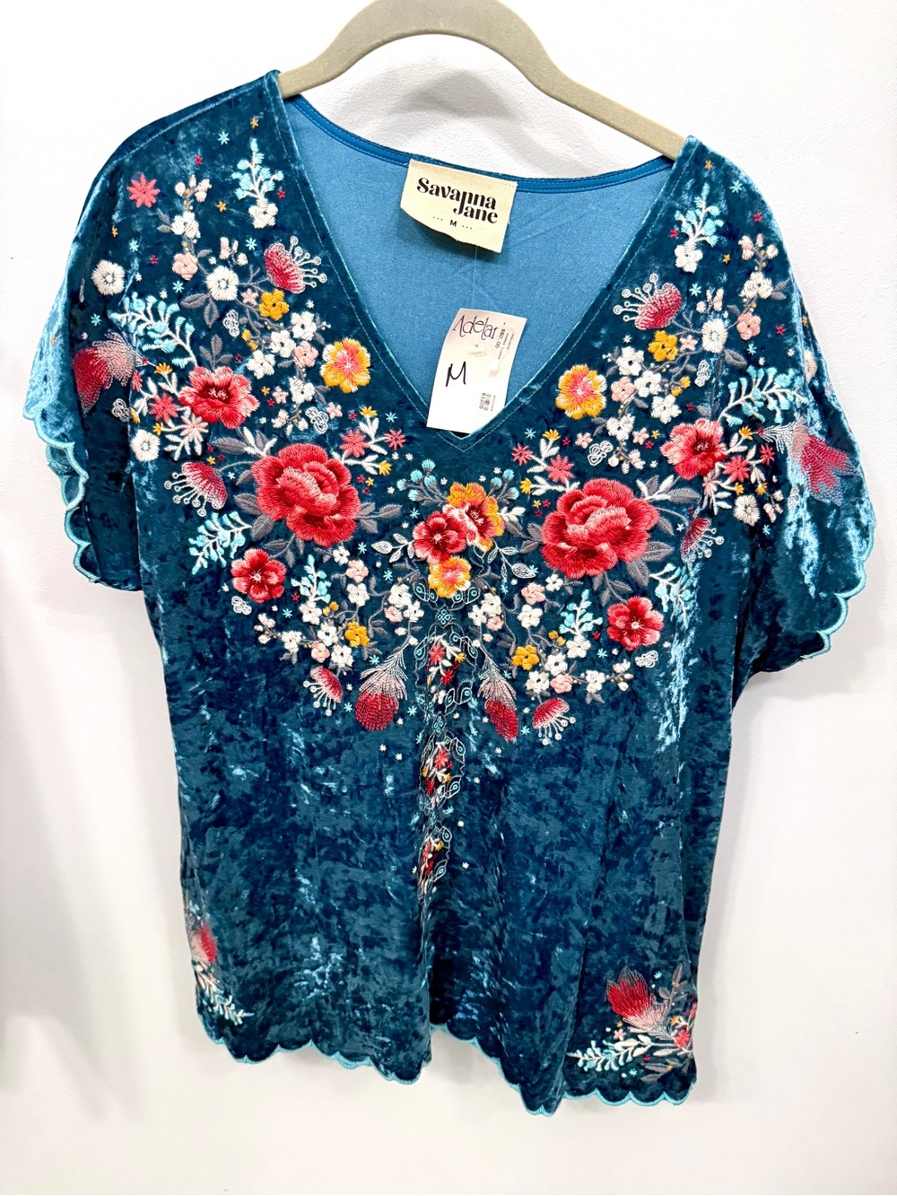 Savanna Jane Teal Velvet Tunic